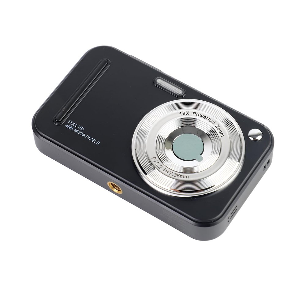 1080P Digital Camera for Kids - 48MP Digital Video Camera with 16X Digital Zoom, Auto Focus, 2.4 Inch IPS Screen, Built in Flash, Beauty Filters, Birthday Gift for Teens (Black)