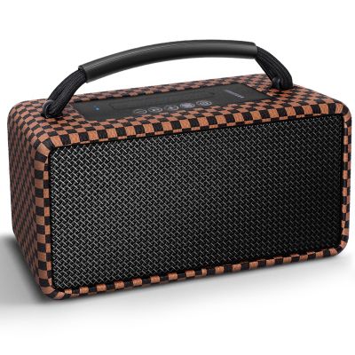 DINDIN Portable Bluetooth Speaker 80W (Peak), 20H Playtime, Wireless Big Wood Boombox with Deep Bass, Subwoofer, TWS, Large, Loud Speaker for Party, Outdoor, Backyard, Beach, Home,GiftBlack+Brown