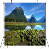 BELECO 20x10ft Fabric Mountain Lake Backdrop Green Mountain Forest Mitre Peak Rock Stones River Natural Landscape Background Outdoor Hiking Camping Party Decorations Banner Photoshoot Studio Props view 4
