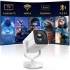 Mini Portable Projector with WiFi 6 and Bluetooth 5.2 Android, 1080P 4K Support with Apps Built in, 200 ANSI Lumens, Auto Keystone, 270 Rotatable Outdoor Wireless Projector Compatible with HDMI/Phone view 1