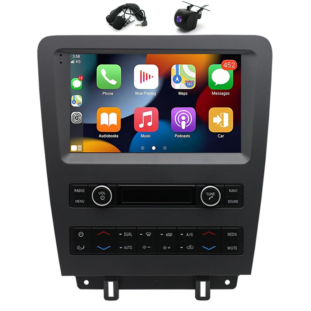 9 Inch Car Stereo with with CarPlay an-Droid Auto Compatible for Mustang 2010-2014 an-Droid 13, Touch Screen Car Radio Receiver w/WiFi GPS Navigation BT Backup Camera