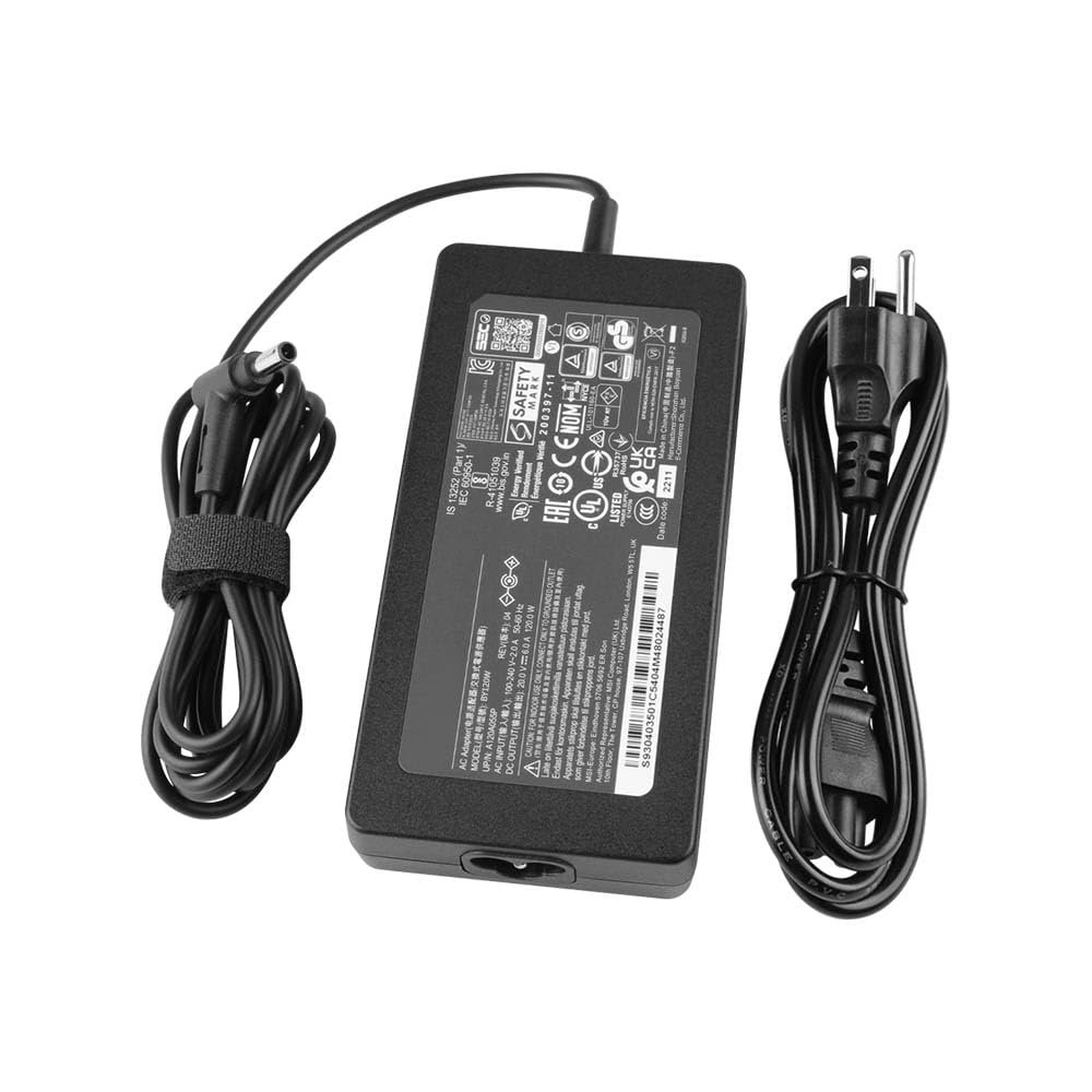 120W Charger Compatible with MSI Thin GF63 13VG 13VF 13VE 13UDX 13UCX 12VG 12VE 12UDX 12UCX 12UC 12HW Thin 15 B2RVE B2RUDX B13VG B13VF B13VE B13UDX B13UCX B13UC B12VG B12VF MS-16R8