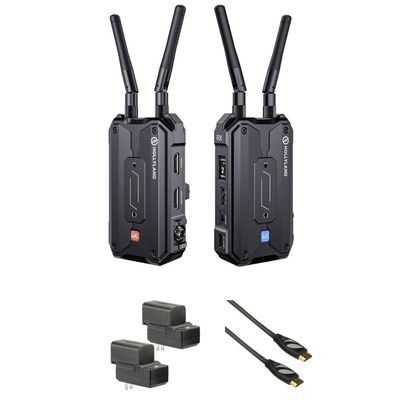 Hollyland Pyro H 4K HDMI Wireless Video Transmission System Bundle with Genaray 2 x NP-F770 4400mAh Batteries & 2x Compact Chargers Kit, Pearstone High-Speed HDMI to HDMI Cable with Ethernet Black