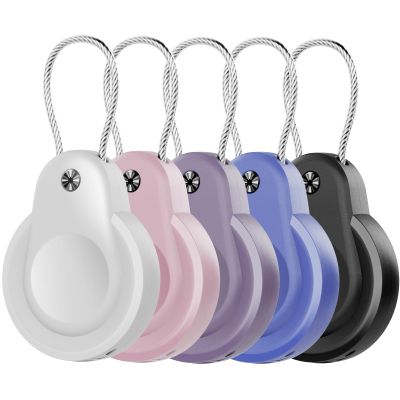 Airtag Holder, IPX8 Waterproof Keychain, Airtags Holder for Apple Airtag Keyring with Wire Cable, Anti-Scratch GPS Case, Airtag Case for Key, Kids, Luggage, Backpacks, Pet Collar, 5 Pack