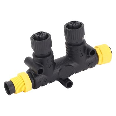 MultiPort T Connector for NMEA 2000, 2 Ports Tee Connectors T Connector Boat Accessories IP67 Stable Connection Made of Premium ABS Material with 5 Pin Plug for Lowrance Simrad B