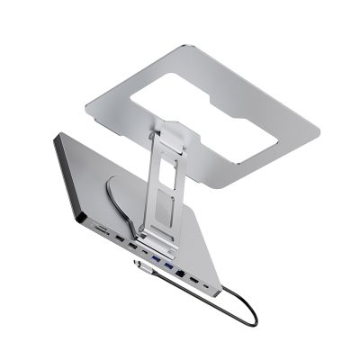 10 in 1 Laptop Docking Station with 360 Degree Rotating Base Stand for Efficient Office Use and Device Connection Holder