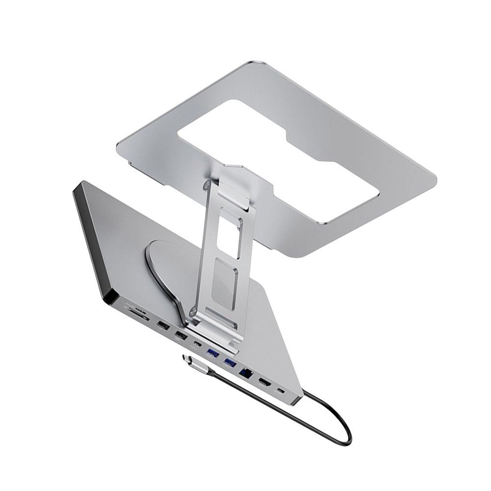 10 in 1 Laptop Docking Station with 360 Degree Rotating Base Stand for Efficient Office Use and Device Connection Holder