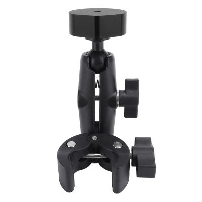 Clamp Mount with Dual Ball Head for Mini Satellite Dish Rooph Rack Mount Adjustable and Portable Aluminum Alloy and ABS Material No Drilling Required (Black)
