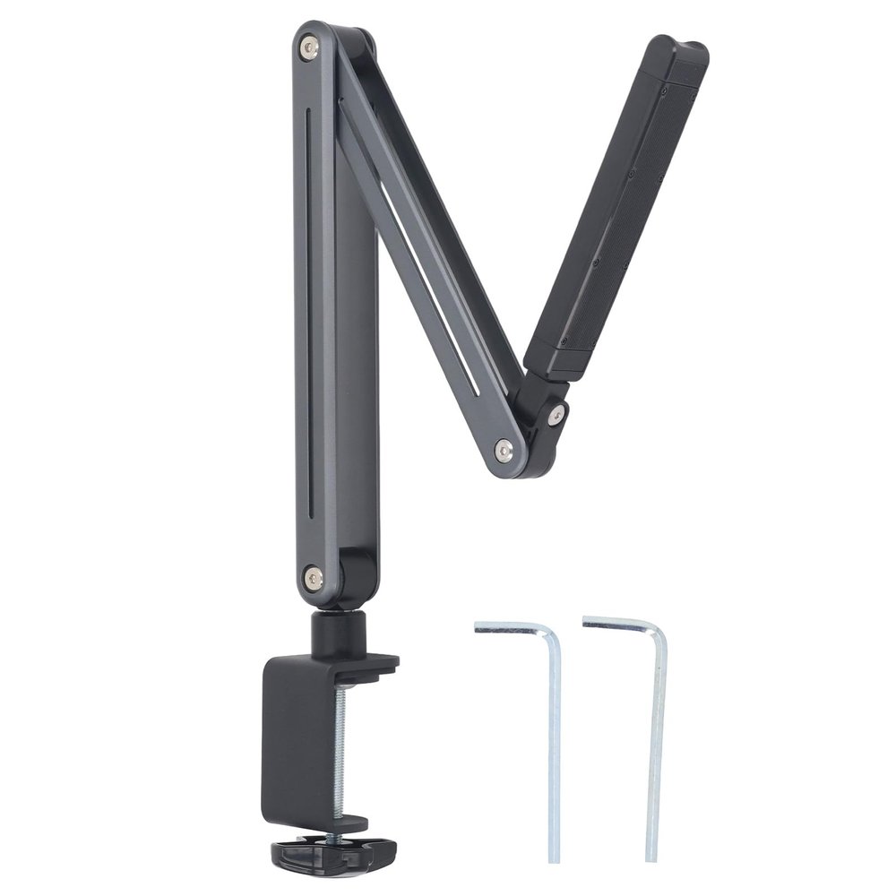 Bognajin Professional 360 Degree Rotating Foldable Tablet Arm Mount Holder, Adjustable Aluminum Alloy Tablet Stand for Desk, Widely Compatible with Phones and Tablets from 4.7 to 12.9 Inch