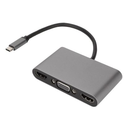 5 in 1 USB C Hub, Supports 3 Monitors with 4K Resolution, 100W Fast Charging, USB 3.0 Data Transfer, VGA Ports, Aluminum Alloy Material