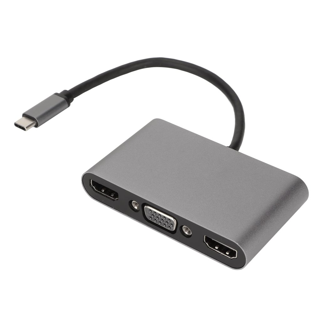 5 in 1 USB C Hub, Supports 3 Monitors with 4K Resolution, 100W Fast Charging, USB 3.0 Data Transfer, VGA Ports, Aluminum Alloy Material