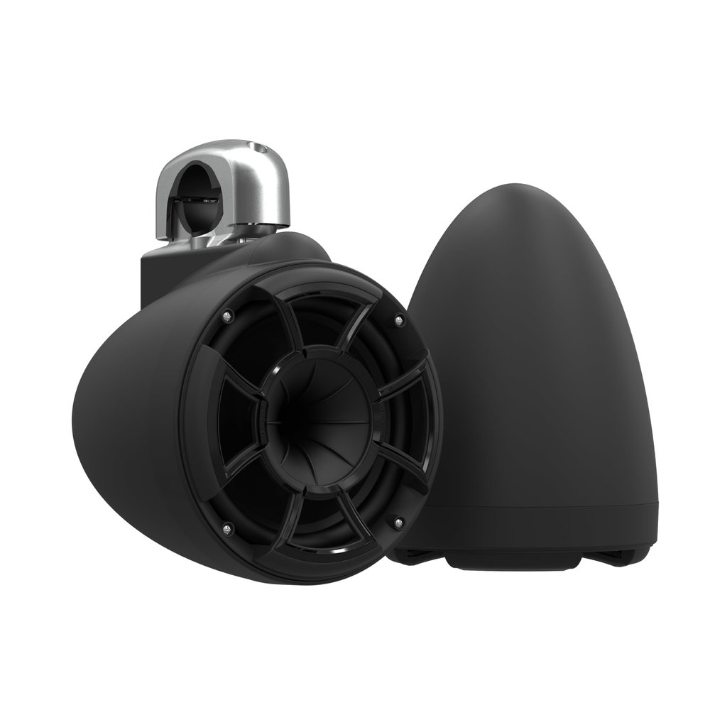 Wet Sounds REV8 Black Special Edition Revolution Series 8" Black Tower Speakers with Silver Aluminum Fixed Clamp