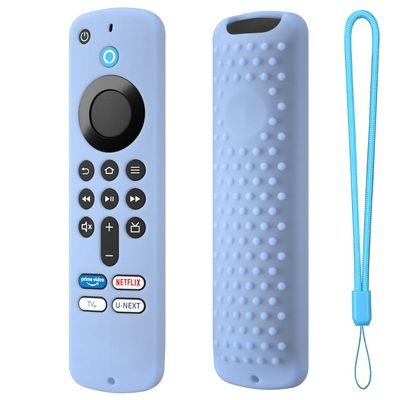 Hi Color Silicone Cover Compatible with Fire TV Stick 4k Plus/Select, Fire TV Stick HD Remote PA38CA Protective Cover Case with Lanyard (Glow Blue)
