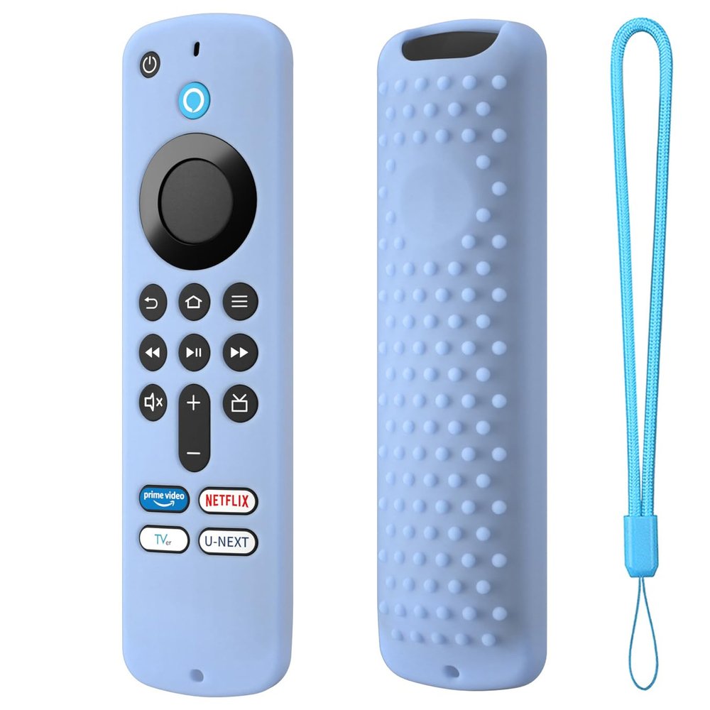Hi Color Silicone Cover Compatible with Fire TV Stick 4k Plus/Select, Fire TV Stick HD Remote PA38CA Protective Cover Case with Lanyard (Glow Blue)