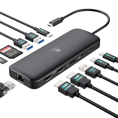 i-magBac Laptop Docking Station Dual Monitor 2 HDMI, 11-in-1 USB C 4K/60Hz Dual Display Dock,1Gbps Ethernet, 100W USB C PD Port, 5 USB A/C Ports, SD/TF Card Slot for Dell, HP, Lenovo, Surface(Black)