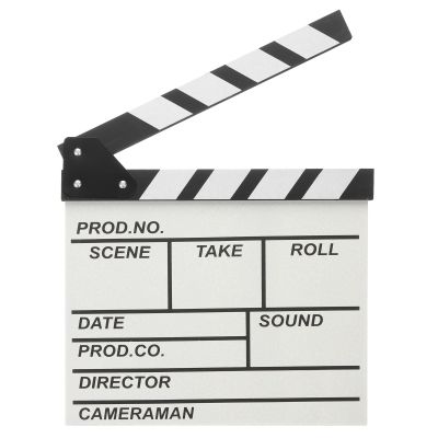 YOKIVE Movie Film Clapboard, Wooden Clapboard | Director Clapper Slate Cut Action Scene, Great for Camera Film, Photography Studio, Theater Props Decor (White, 12 x 10.6)