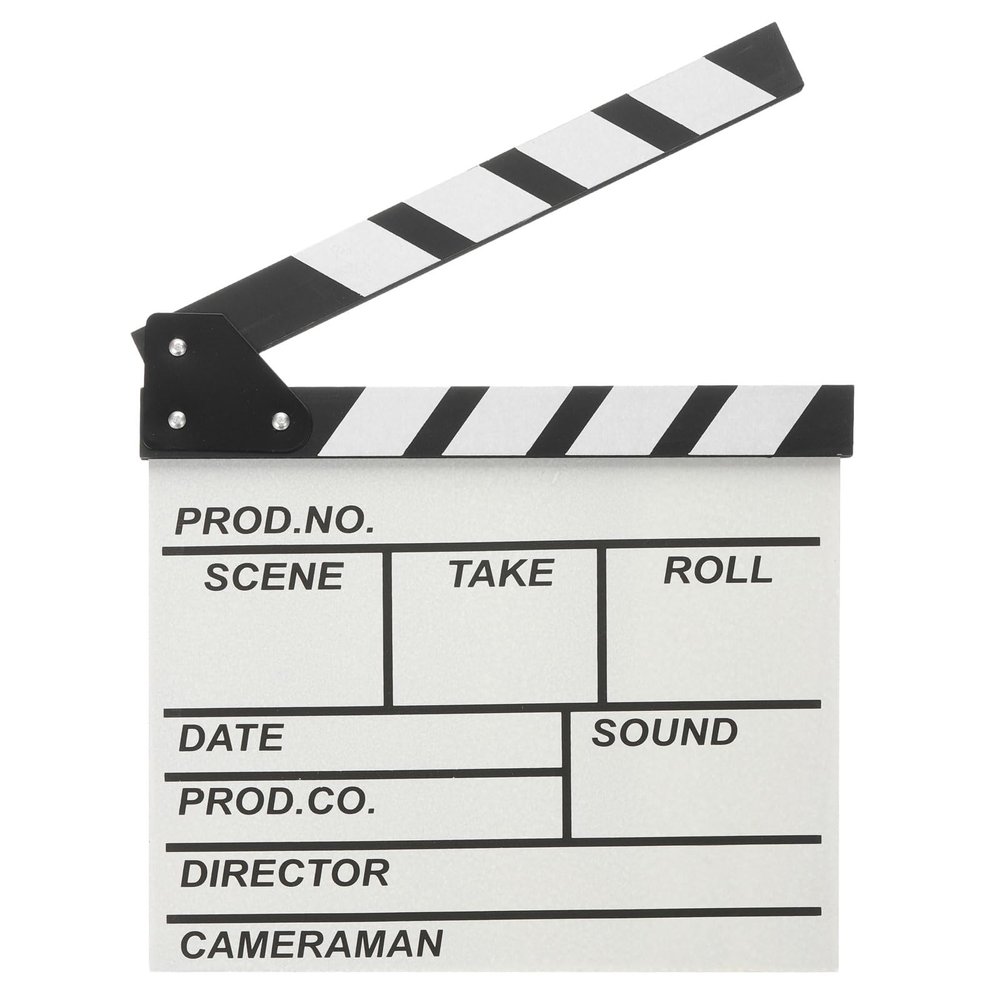 YOKIVE Movie Film Clapboard, Wooden Clapboard | Director Clapper Slate Cut Action Scene, Great for Camera Film, Photography Studio, Theater Props Decor (White, 12 x 10.6)