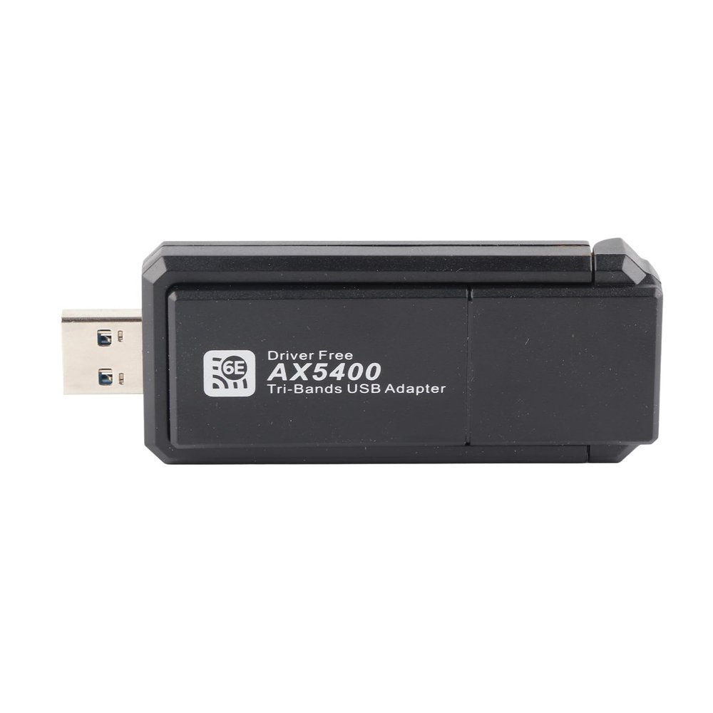 6E Network Adapter, 5400Mbps USB Network Card with Triple Band 2.4G 5G 6G for 10 11