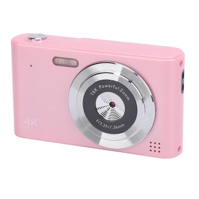 ASHATA 48MP 4K Digital Camera, Retro CCD Camera Digital SLR Camera for Photography, 16x Zoom, 2.4 Screen, Built in Flash, Autofocus, Vlogging Video Cameras for Travel (Pink)