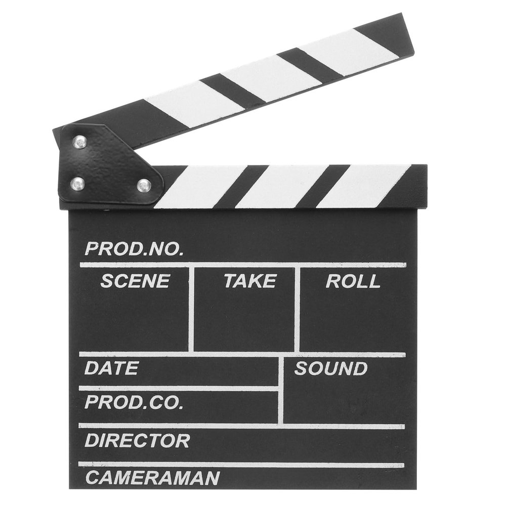 YOKIVE Movie Film Clapboard, Wooden Clapboard | Director Clapper Slate Cut Action Scene, Great for Camera Film, Photography Studio, Theater Props Decor (Black, 8 x 8)