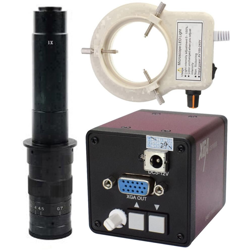 2 Megapixel VGA Industrial Camera CCD Microscope Mechanical Vision Camera & 300X C-Mount Lens With 56-LED Adjustable Ring Light
