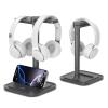 KDD Dual Headphone Stand for Desk - Rotatable Headset Hanger with Phone Holder - Removable Non-Slip Base for Gamers Desktop Accessories view 1