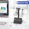 KDD Dual Headphone Stand for Desk - Rotatable Headset Hanger with Phone Holder - Removable Non-Slip Base for Gamers Desktop Accessories view 2