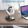 KDD Dual Headphone Stand for Desk - Rotatable Headset Hanger with Phone Holder - Removable Non-Slip Base for Gamers Desktop Accessories view 3