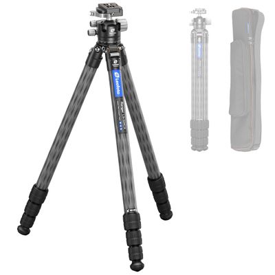 LEOFOTO 71" Carbon Fiber Travel Tripod with 360 Ball Head Set, 4 Leg Sections Lightweight Tripod with Center Column for DSLR Camera, Quick Release Plate, Max Load 15kg/33.07lb (LS Series)