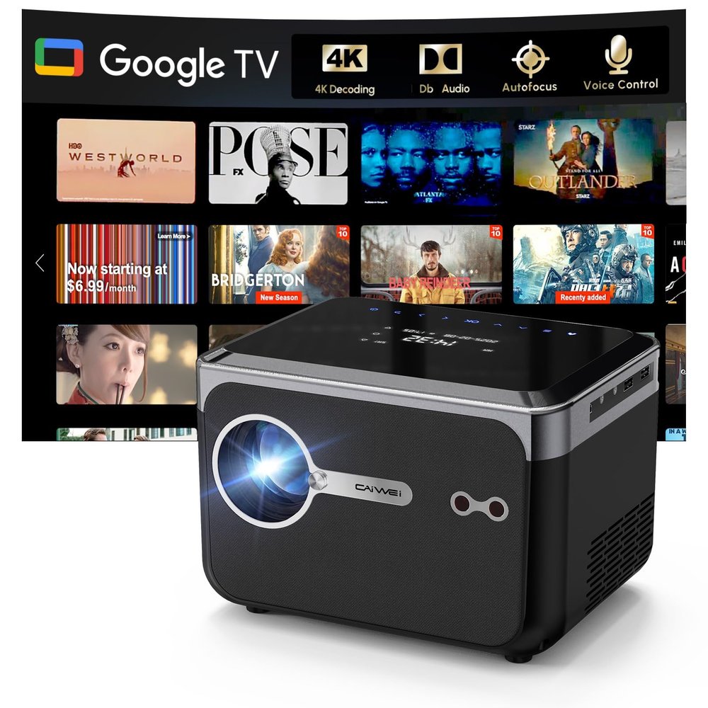 [Smart OS]4K Projector with Wifi6 Bluetooth5.4, Smart Projector DB Audio,Voice Control NFC Auto focus 1200 ANSI Lumen,Portable Proyector Outdoor Movie Gaming Camping HDMI ARC