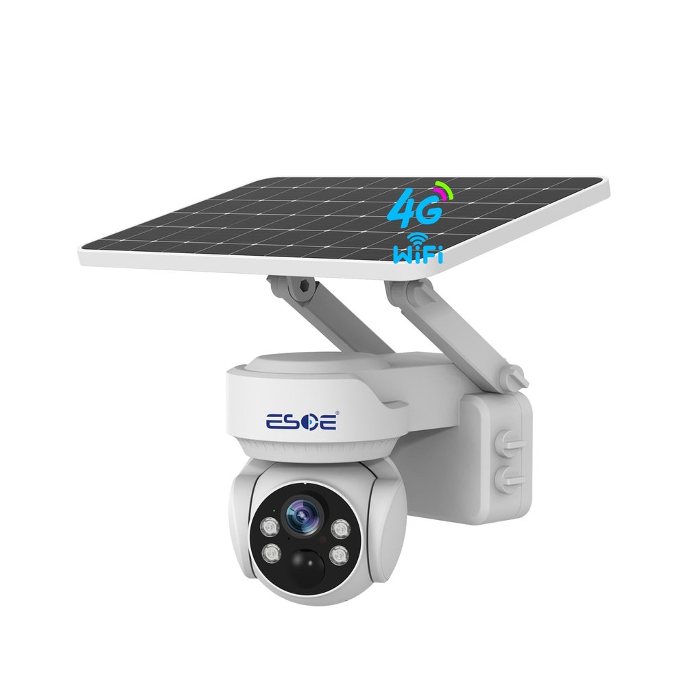 ESOE 2K Solar Security Cameras Wireless Outdoor, 2 Pack 360 View Pan/Tilt WiFi Security Camera Outside with Color Night Vision,Easy to Install, PIR Alarm, 2-Way Audio (White, 4MP WiFi)
