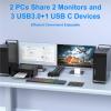 YI53ZX0 Dual Monitor KVM Switch 8K@60Hz 4K@120Hz, HDMI 2.1 KVM Switch for 2 Computer Share 2 Monitors and 3 USB3.0 + 1 USB C Devices(US Power Plug) view 2