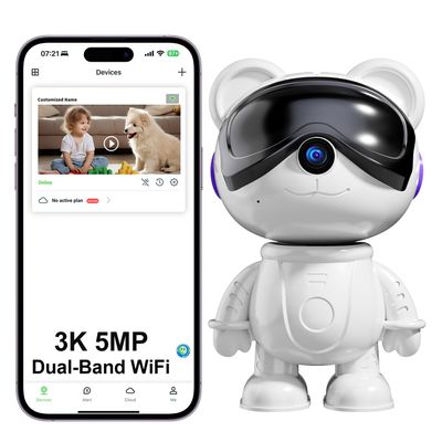 3K Indoor Security Camera for Home Cute Bear Baby Monitor, Pet Camera & Nanny Cam, 5G/2.4G WiFi, AI Human & Pet Detection with Auto Tracking, IR Night Vision, Two-Way Audio, Privacy Mode, RTSP/ONVIF