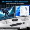 YI53ZX0 KVM Switch 2 Monitors 2 Computers 8K@60Hz 4K@120Hz Dual Monitor 2 in 2 Out USB 3.0 KVM Switches Share 4 USB Devices(with EU Plug) view 4