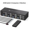 YI53ZX0 2Displayport+HDMI KVM Switch 4 Computers 3 Monitors 8K@60Hz 4K@60Hz Displayport KVM Switch 4 Computers Support IR Remote Switch(with EU Plug) view 2