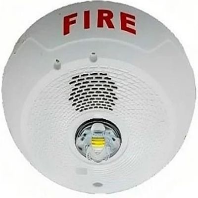 System Sensor SCWKLED L-Series Outdoor Ceiling-Mounted LED Horn Strobe, FIRE, White; Compatibility with Legacy System Sensor SpectrAlert, SpectrAlert Advance, and L-Series Notification Appliances