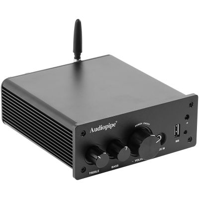 Audiopipe Mini Hi-Fi Amplifier (APA-200BT), Compact, 2-Channel, 5.3 Version Wireless Music Streaming, 2 x 100 Watts Max, LED Indicator, AC Power Cord and Remote Control Included, for Home Theater