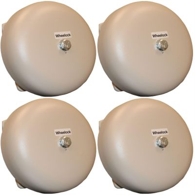 43T-G6-24-S Pack of 4 Indoor/Outdoor 43T Vibrating Bells, Gray; 6" Shell Size in 24V AC; 86 dBA Sound Level; High Sound Output with Low Current Draw; Aluminum with Textured Enamel Finish