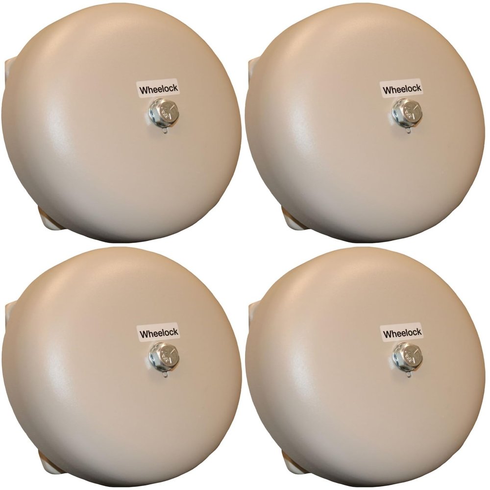 43T-G6-24-S Pack of 4 Indoor/Outdoor 43T Vibrating Bells, Gray; 6" Shell Size in 24V AC; 86 dBA Sound Level; High Sound Output with Low Current Draw; Aluminum with Textured Enamel Finish