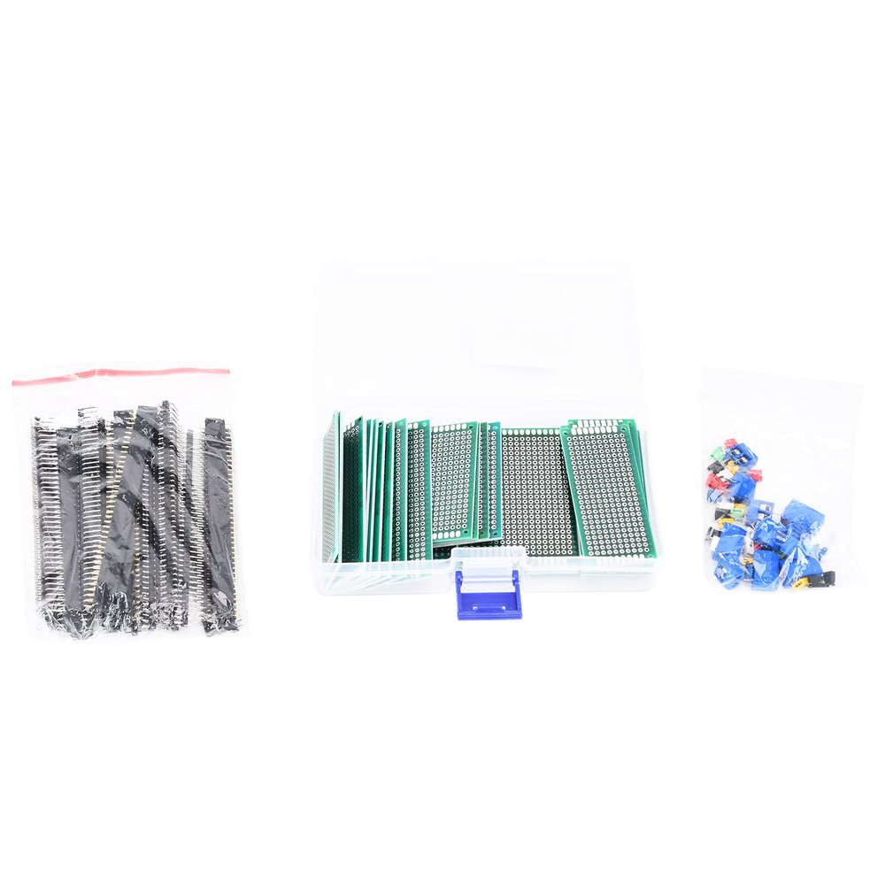 100Pcs Double Sided PCB Boards Kit - Universal Printed Circuit Prototype Panels for Electronics, Welding, and DIY Projects with 40 - Pin Connectors