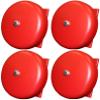 43T-G6-115-R Pack of 4 Single Tone Vibrating Emergency Bells, 115V AC, 6" Diameter, Alarm Notification Appliance, Textured Enameled Red Finish, Wall Mounting Design view 1