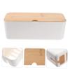 ABS Power Strip Cable Management Box with Wooden Cover Cord Organizer Plastic Wire Storage Container for Household view 4