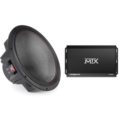 MTX Terminator 1000-Watt RMS 1 Mono Block Class D Amplifier and MTX Audio 7515-22 75-Series 15" 750W RMS Dual 2-Ohm Subwoofer