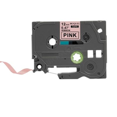Compatible 12/18/24mm Satin Ribbon Label Tape Compatible with TZ-RE34 TZ-RN34 TZ-R234 TZ-R231 Label Maker(Black on Pink)