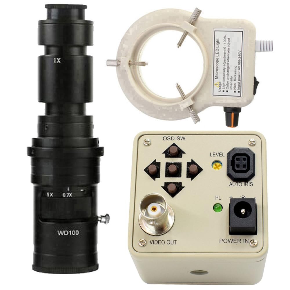 700TVL 1/3 CCD Digital Industry Microscope Camera Support BNC Color Output & 500X C-Mount Lens With 56-LED Adjustable Ring Light