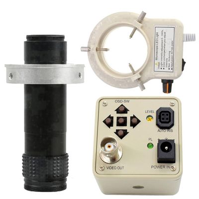 700TVL 1/3 CCD Digital Industry Microscope Camera Support BNC Color Output & 120X C-Mount Lens With 56-LED Adjustable Ring Light