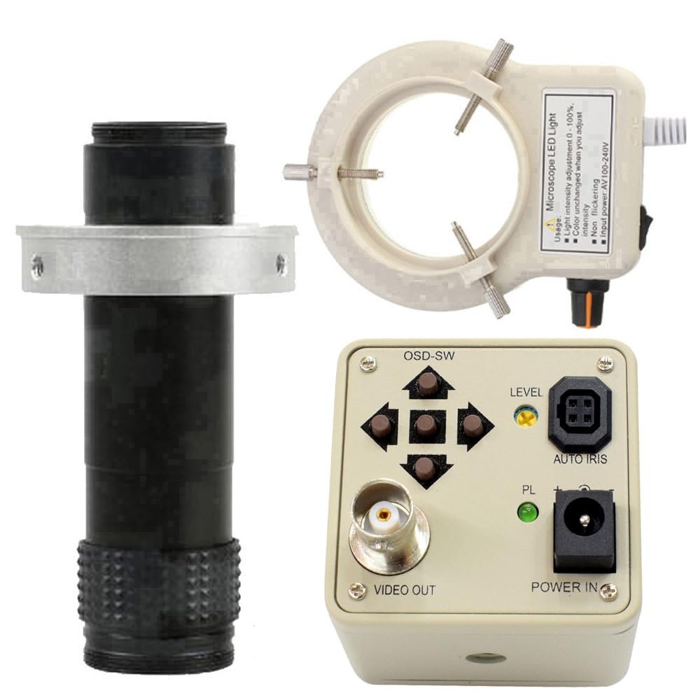 700TVL 1/3 CCD Digital Industry Microscope Camera Support BNC Color Output & 120X C-Mount Lens With 56-LED Adjustable Ring Light