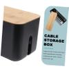 DirectNine Basics Black Cable Management Box Wooden Cover Plastic Cord Organizer for Power Strips Adapters and Cables Storage for Home Office and Study Use view 4