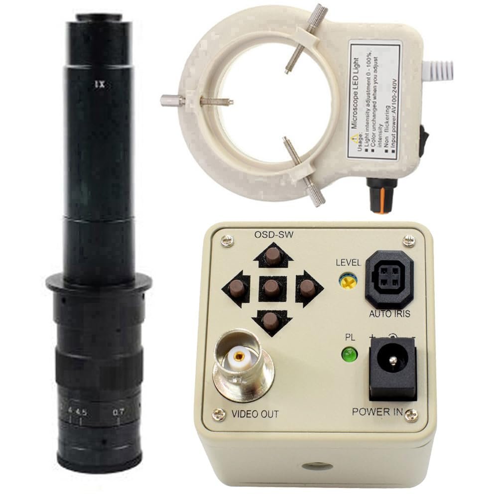 700TVL 1/3 CCD Digital Industry Microscope Camera Support BNC Color Output & 300X C-Mount Lens With 56-LED Adjustable Ring Light