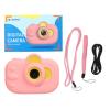 12MP Dual Lens Kids Camera, 1080P Children Digital Video Camera, USB Charging, External Silicone Design for Drop, Smart Filter Stickers, 20 Photo Frames (Pink) view 1